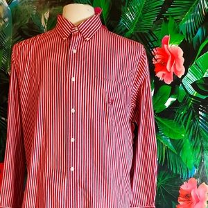 Chaps button down red stripe shirt size large